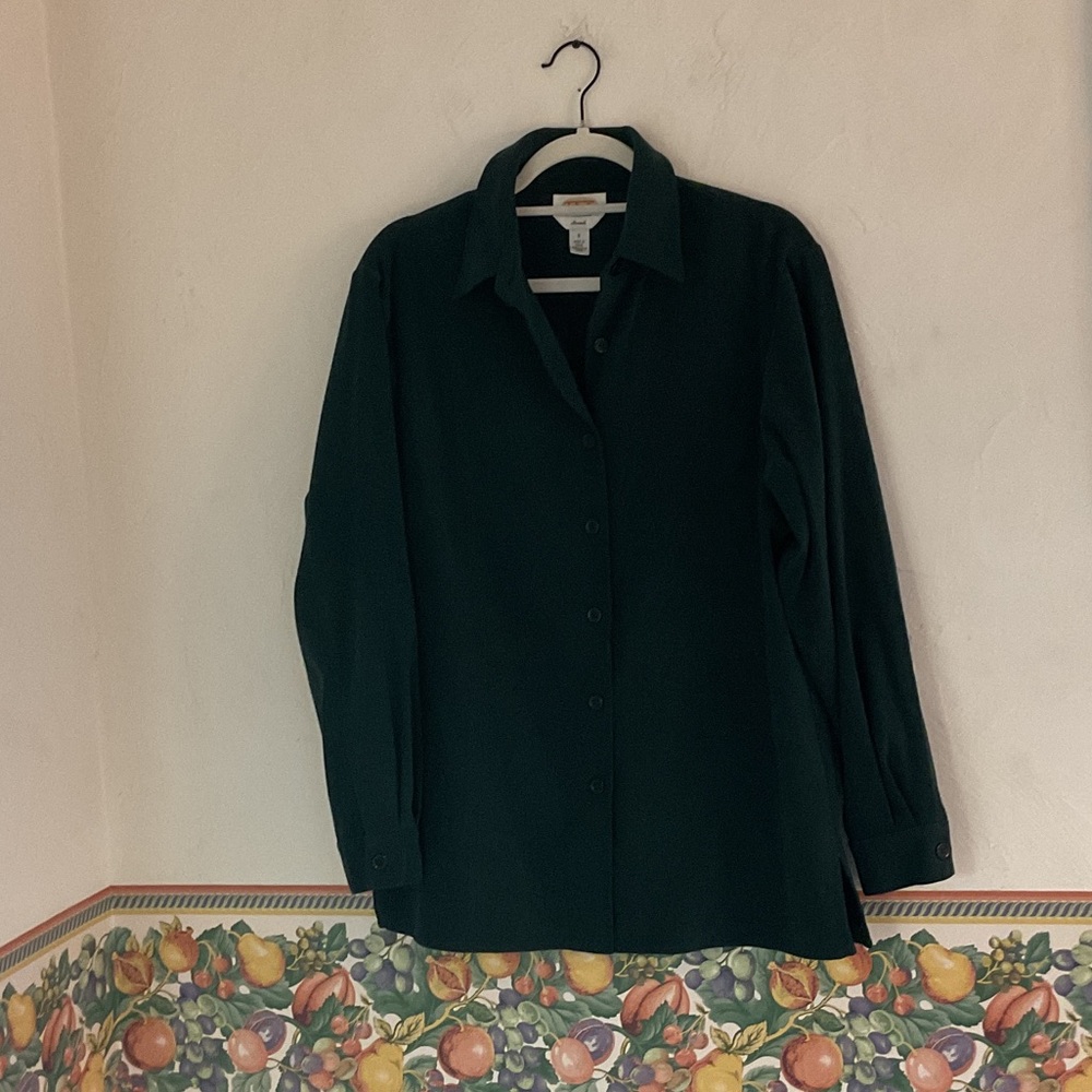 Talbots Stretch Faux Suede Shacket, Size S, Deep Green